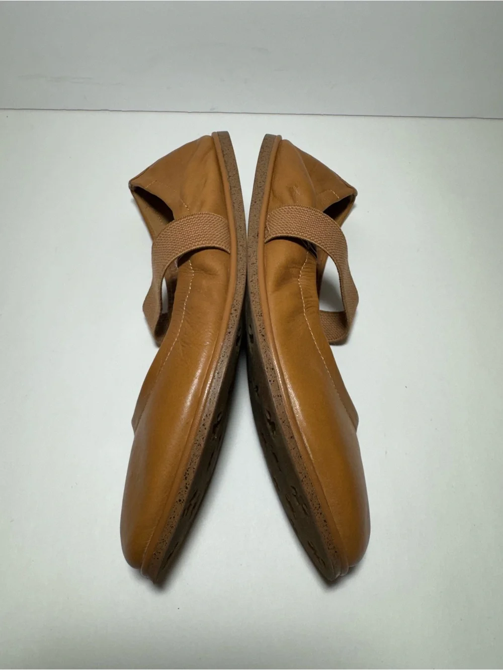 Lucky Brand Walnen Mary Jane Tan Leather Ballet Flats Elastic Strap Size 8.5